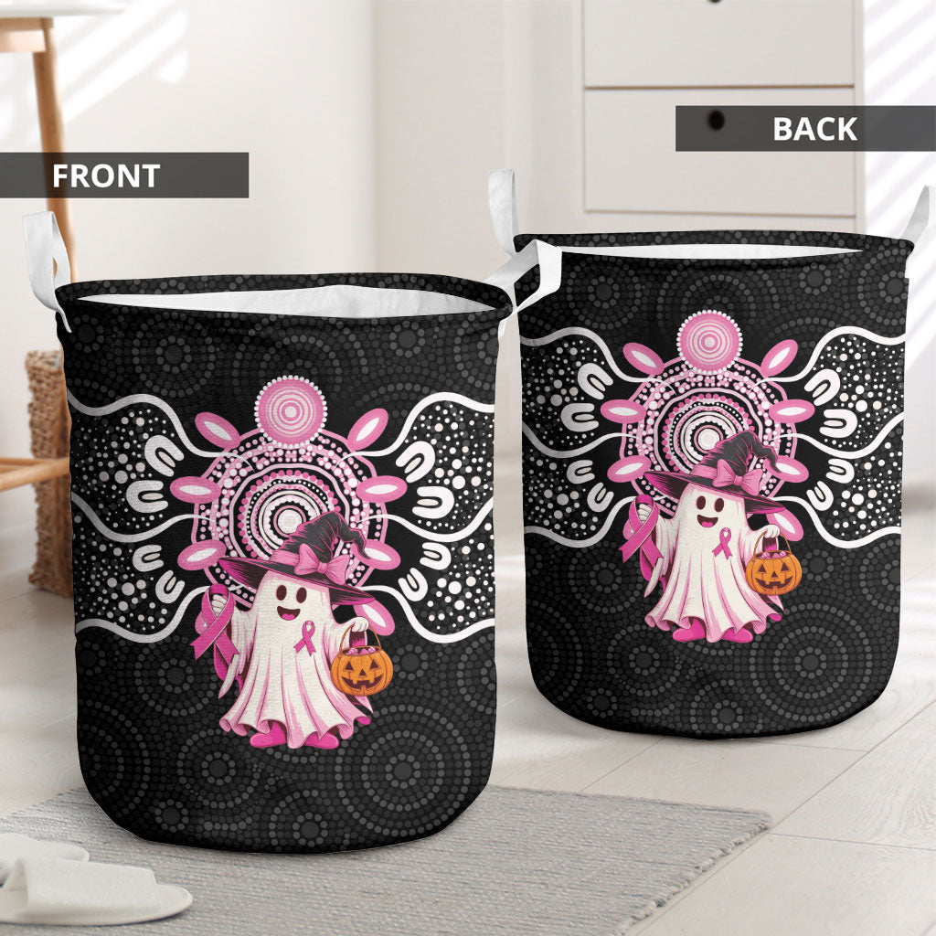 Spooky Pink Ghost Laundry Basket Aboriginal Halloween Wear Pink