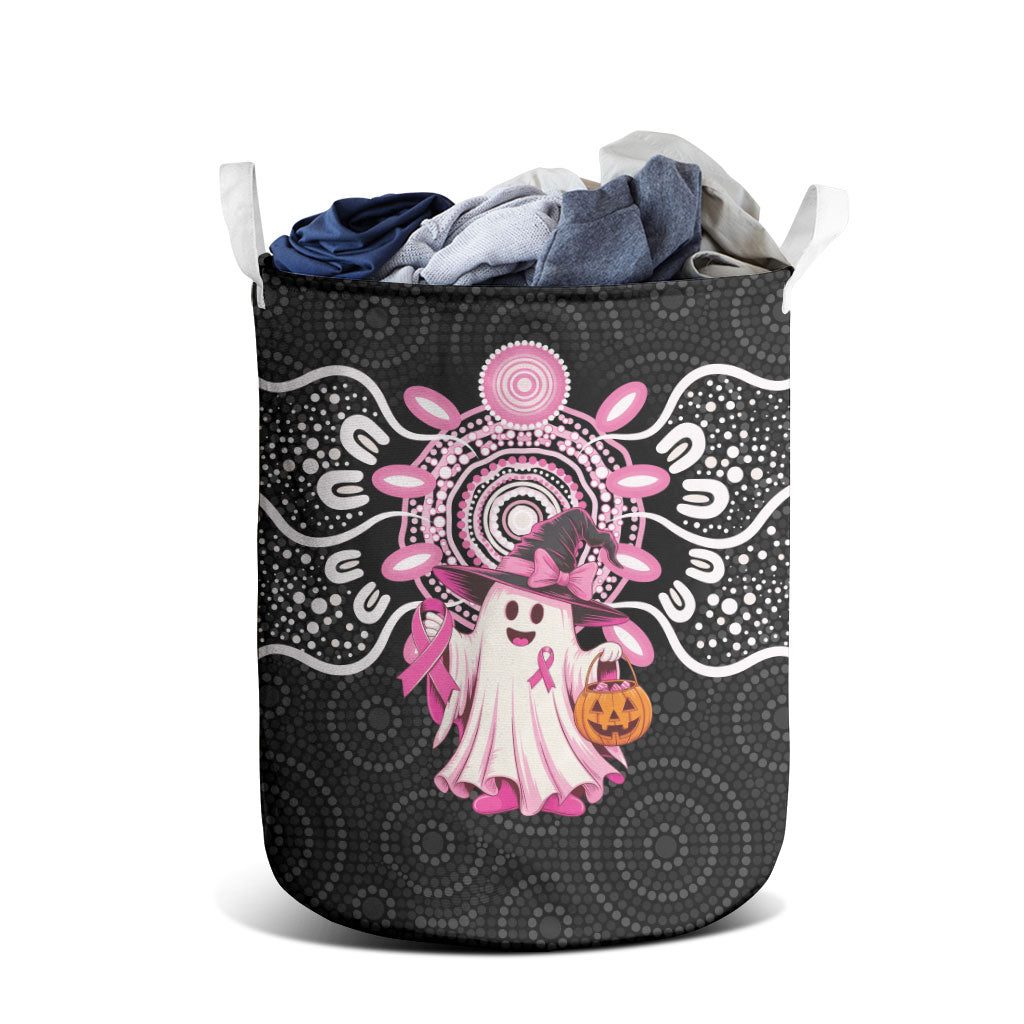 Spooky Pink Ghost Laundry Basket Aboriginal Halloween Wear Pink
