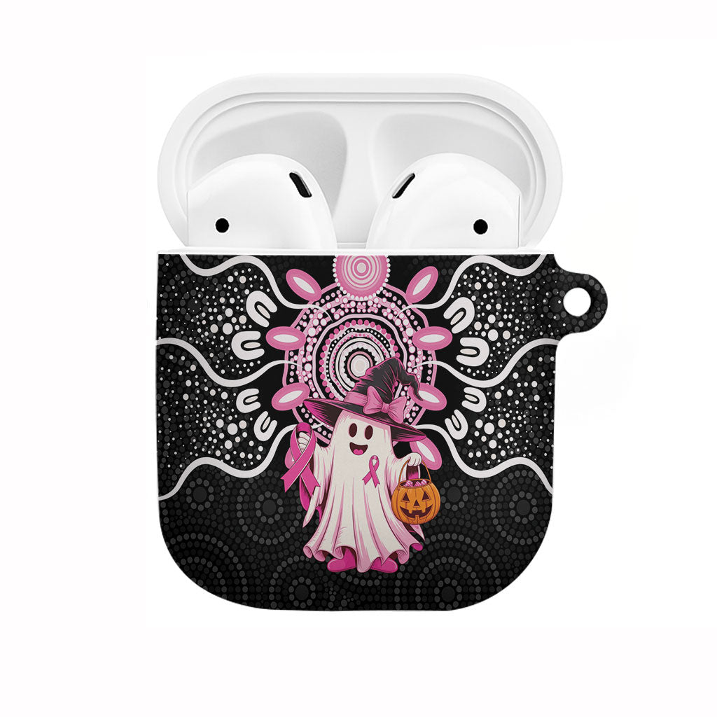 Spooky Pink Ghost AirPods Case Aboriginal Halloween Wear Pink