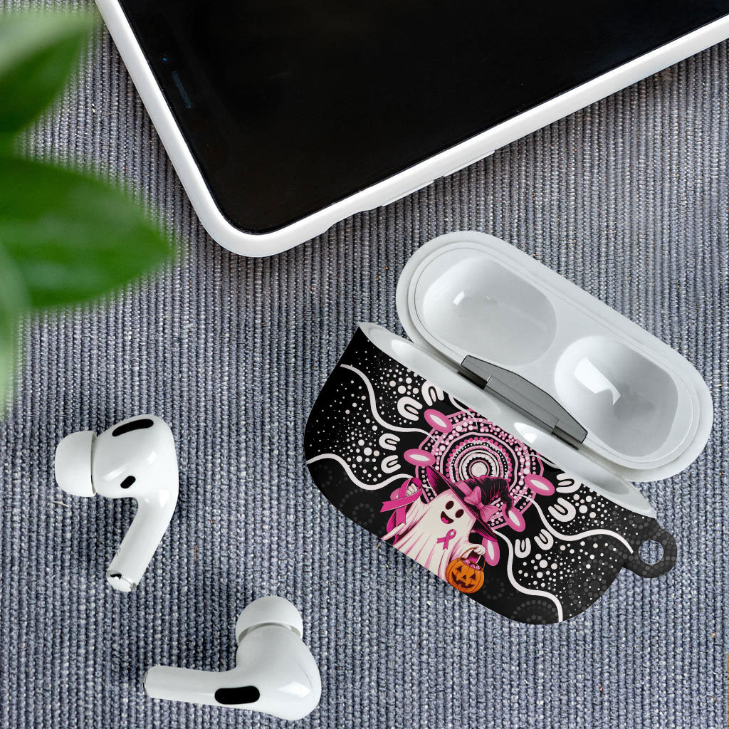 Spooky Pink Ghost AirPods Case Aboriginal Halloween Wear Pink