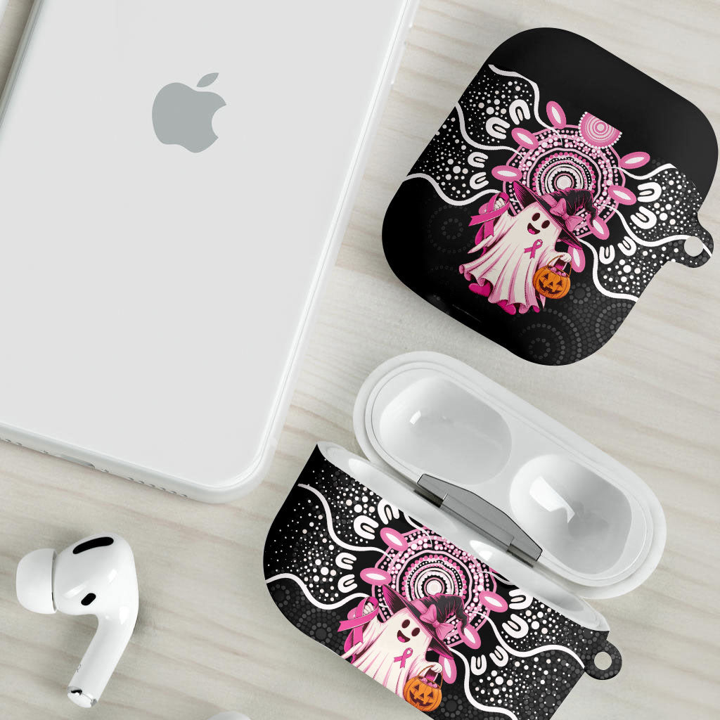 Spooky Pink Ghost AirPods Case Aboriginal Halloween Wear Pink