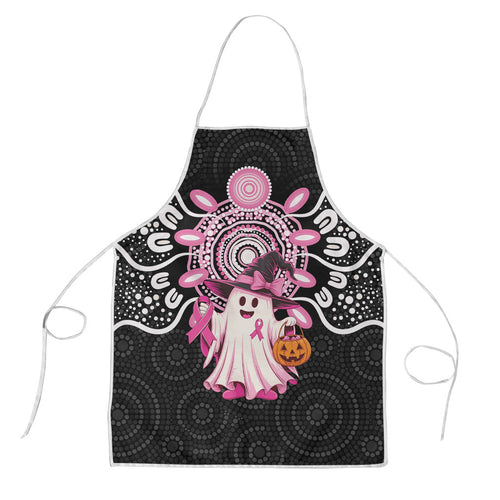 Spooky Pink Ghost Apron Aboriginal Halloween Wear Pink