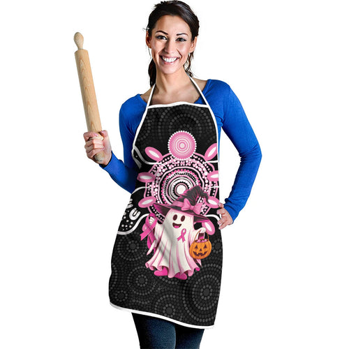 Spooky Pink Ghost Apron Aboriginal Halloween Wear Pink
