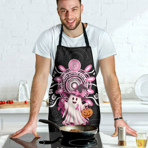 Spooky Pink Ghost Apron Aboriginal Halloween Wear Pink