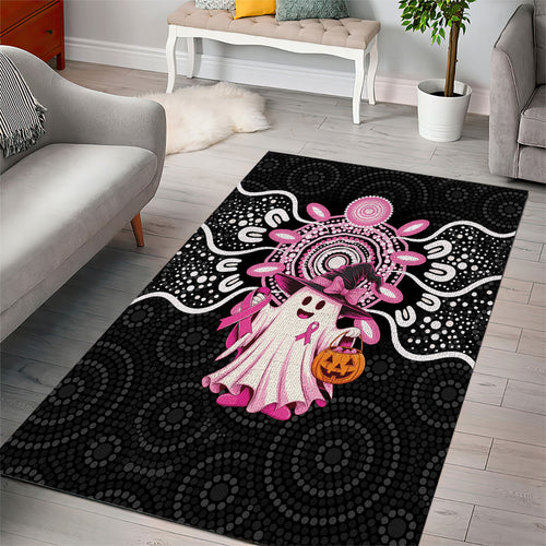 Spooky Pink Ghost Area Rug Aboriginal Halloween Wear Pink