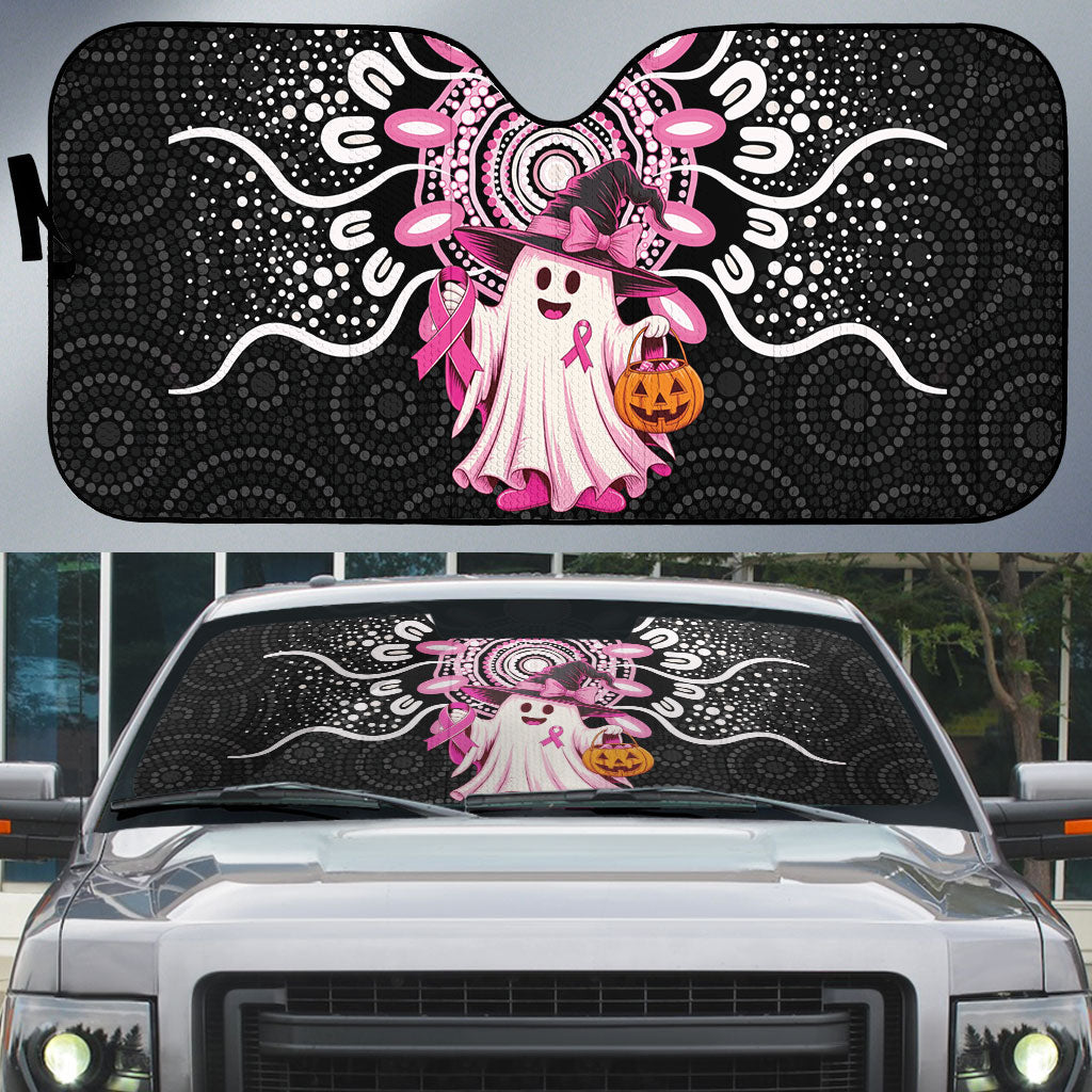 Spooky Pink Ghost Auto Sun Shade Aboriginal Halloween Wear Pink