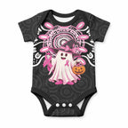 Spooky Pink Ghost Baby Onesie Aboriginal Halloween Wear Pink