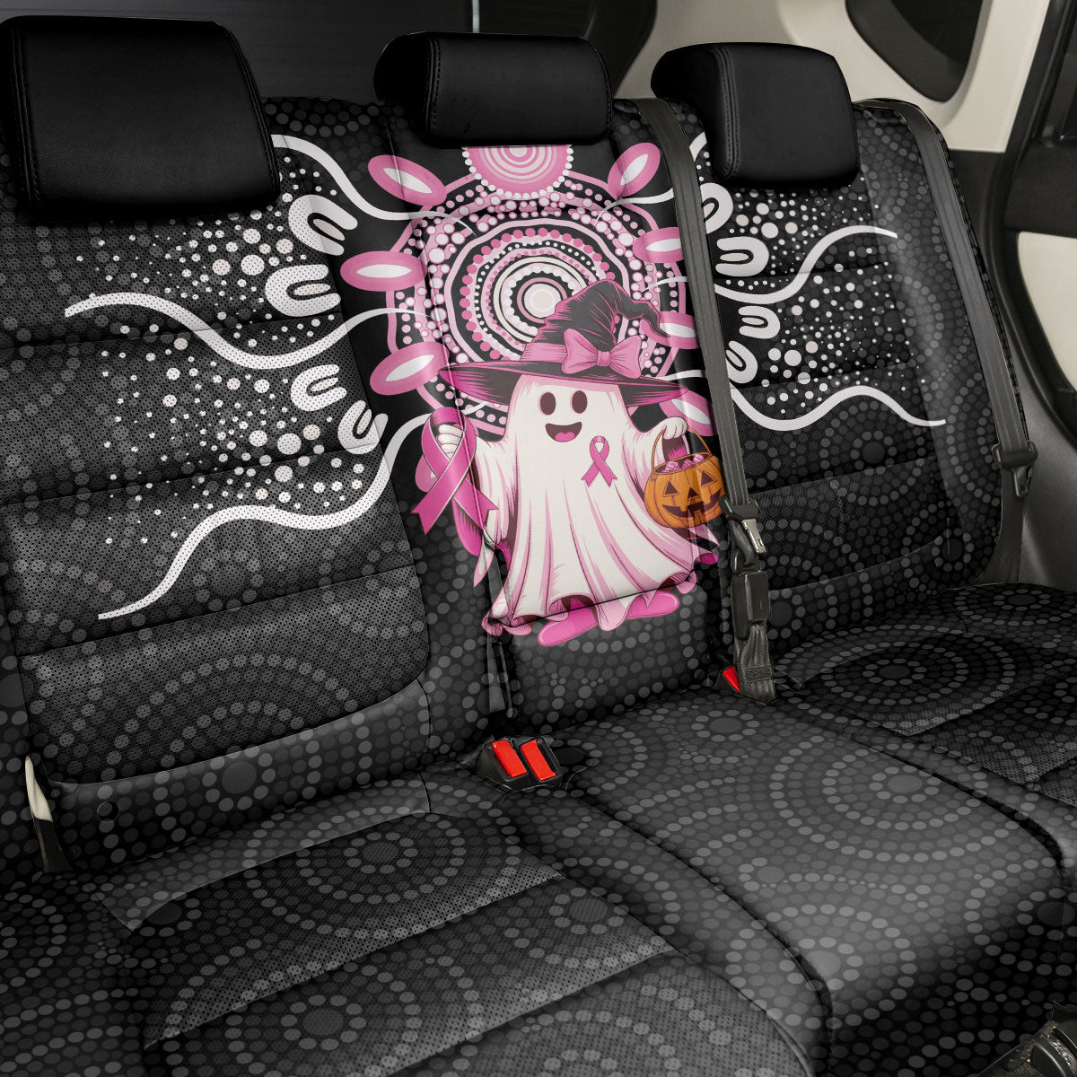 Spooky Pink Ghost Back Car Seat Cover Aboriginal Halloween Wear Pink