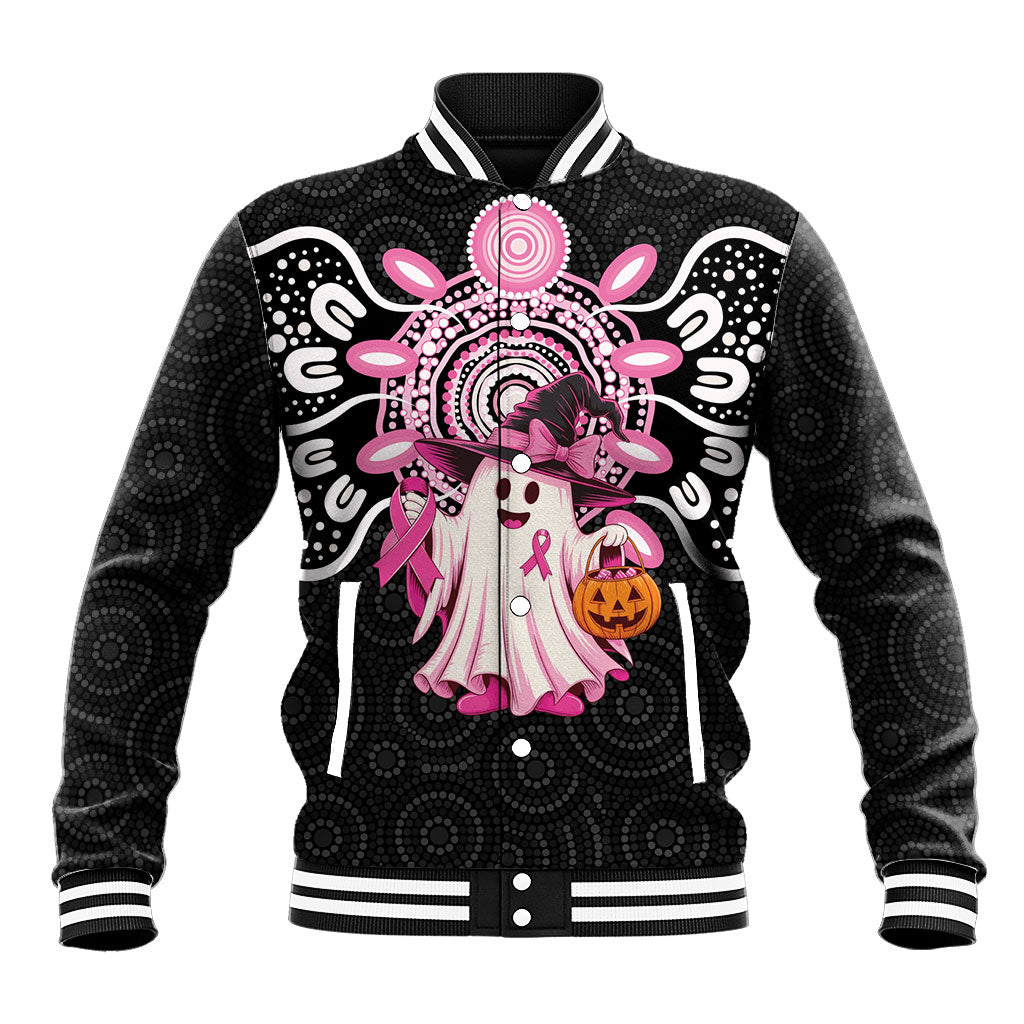 Spooky Pink Ghost Baseball Jacket Aboriginal Halloween Wear Pink
