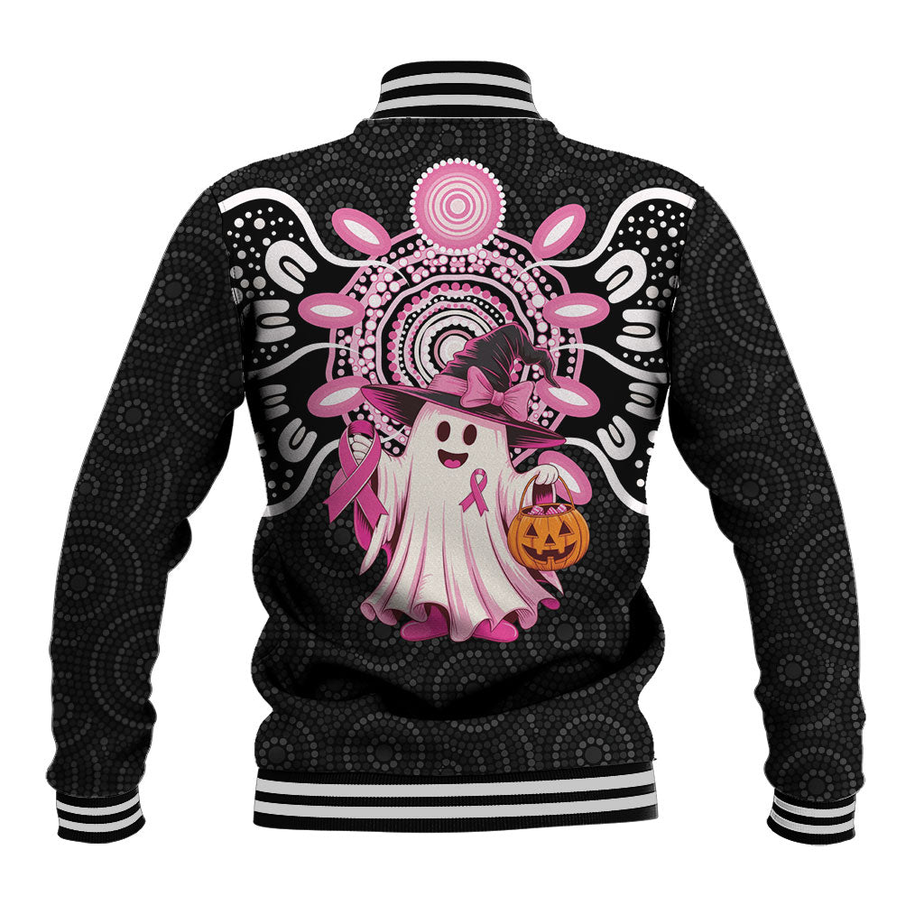 Spooky Pink Ghost Baseball Jacket Aboriginal Halloween Wear Pink