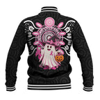 Spooky Pink Ghost Baseball Jacket Aboriginal Halloween Wear Pink