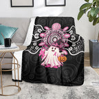 Spooky Pink Ghost Blanket Aboriginal Halloween Wear Pink