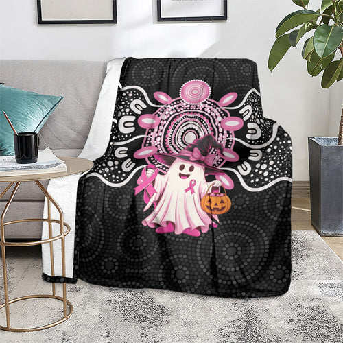 Spooky Pink Ghost Blanket Aboriginal Halloween Wear Pink