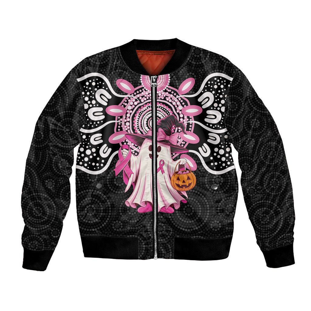 Spooky Pink Ghost Bomber Jacket Aboriginal Halloween Wear Pink