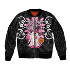 Spooky Pink Ghost Bomber Jacket Aboriginal Halloween Wear Pink