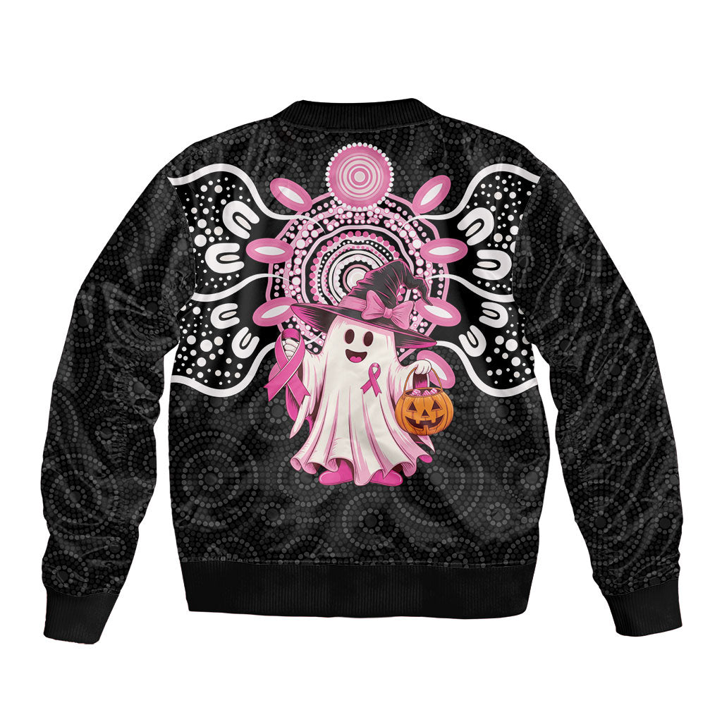 Spooky Pink Ghost Bomber Jacket Aboriginal Halloween Wear Pink