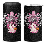 Spooky Pink Ghost 4 in 1 Can Cooler Tumbler Aboriginal Halloween Wear Pink
