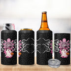 Spooky Pink Ghost 4 in 1 Can Cooler Tumbler Aboriginal Halloween Wear Pink