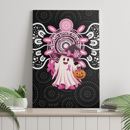 Spooky Pink Ghost Canvas Wall Art Aboriginal Halloween Wear Pink