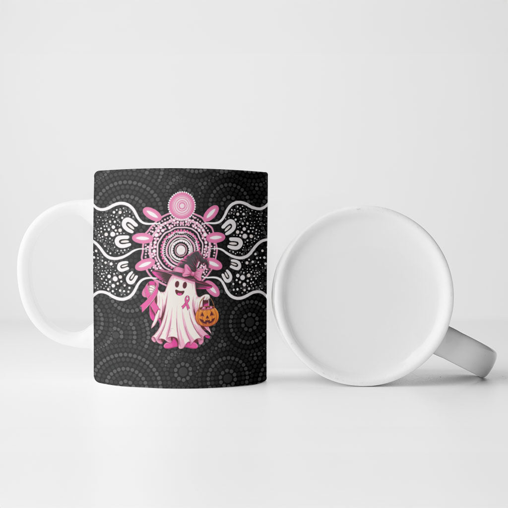 Spooky Pink Ghost Ceramic Mug Aboriginal Halloween Wear Pink