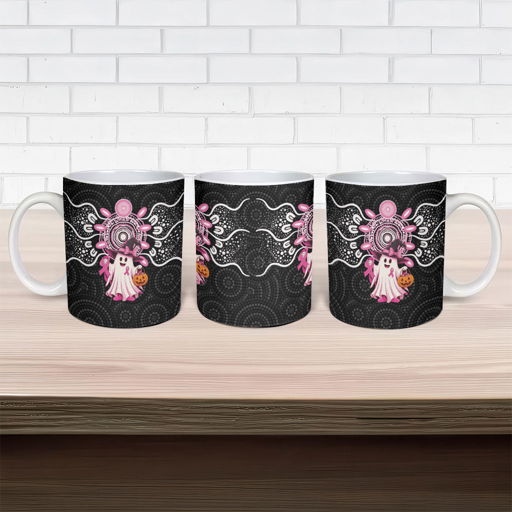 Spooky Pink Ghost Ceramic Mug Aboriginal Halloween Wear Pink