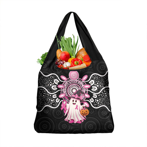 Spooky Pink Ghost Grocery Bag Aboriginal Halloween Wear Pink
