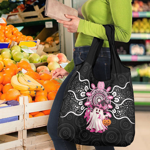 Spooky Pink Ghost Grocery Bag Aboriginal Halloween Wear Pink