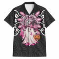 Spooky Pink Ghost Hawaiian Shirt Aboriginal Halloween Wear Pink