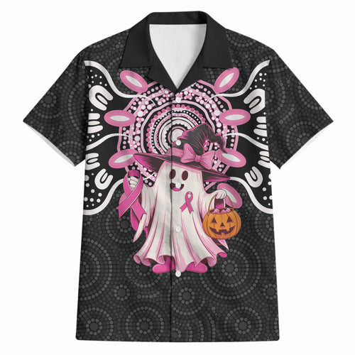 Spooky Pink Ghost Hawaiian Shirt Aboriginal Halloween Wear Pink