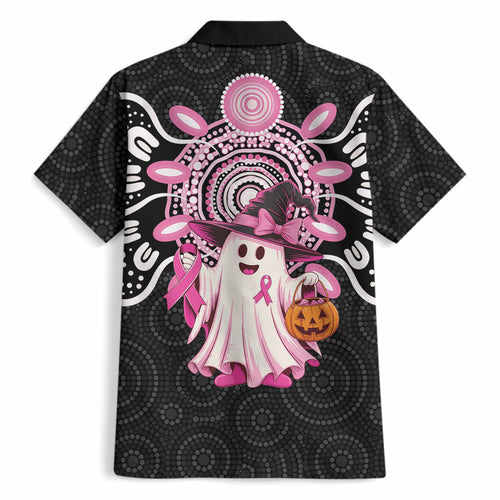 Spooky Pink Ghost Hawaiian Shirt Aboriginal Halloween Wear Pink