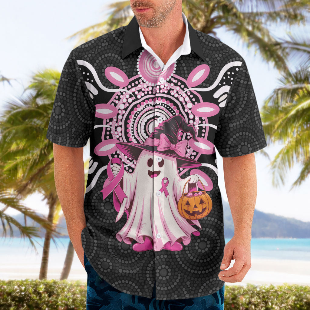 Spooky Pink Ghost Hawaiian Shirt Aboriginal Halloween Wear Pink
