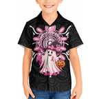 Spooky Pink Ghost Hawaiian Shirt Aboriginal Halloween Wear Pink