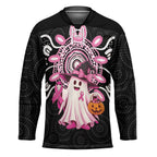 Spooky Pink Ghost Hockey Jersey Aboriginal Halloween Wear Pink