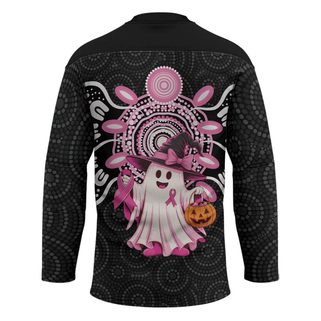 Spooky Pink Ghost Hockey Jersey Aboriginal Halloween Wear Pink