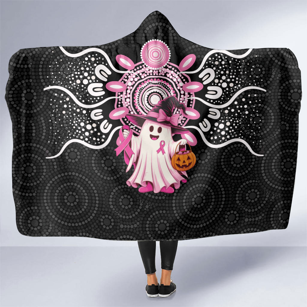 Spooky Pink Ghost Hooded Blanket Aboriginal Halloween Wear Pink