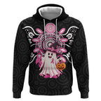 Spooky Pink Ghost Hoodie Aboriginal Halloween Wear Pink