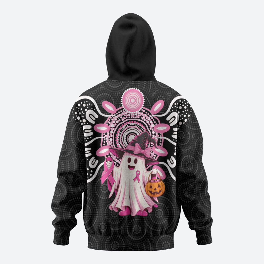 Spooky Pink Ghost Hoodie Aboriginal Halloween Wear Pink