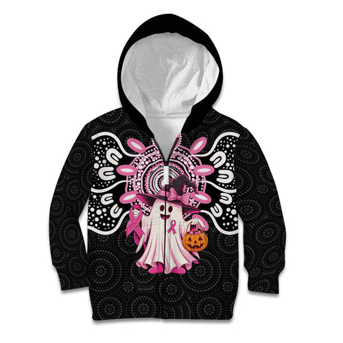 Spooky Pink Ghost Kid Hoodie Aboriginal Halloween Wear Pink