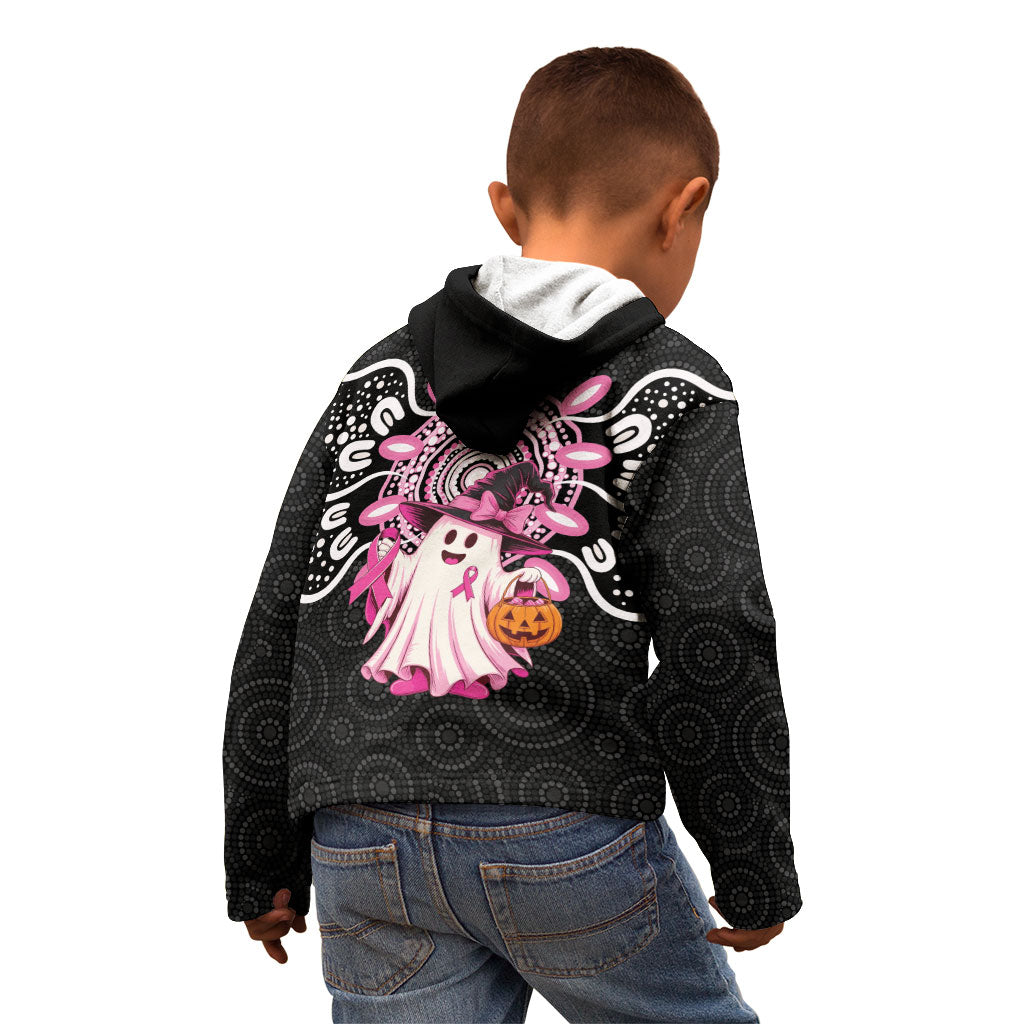 Spooky Pink Ghost Kid Hoodie Aboriginal Halloween Wear Pink