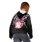 Spooky Pink Ghost Kid Hoodie Aboriginal Halloween Wear Pink