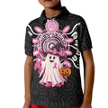 Spooky Pink Ghost Kid Polo Shirt Aboriginal Halloween Wear Pink
