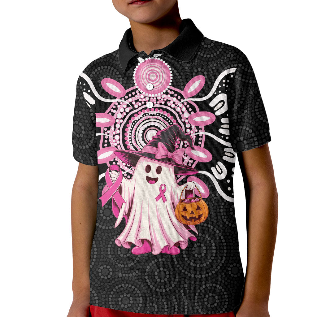 Spooky Pink Ghost Kid Polo Shirt Aboriginal Halloween Wear Pink