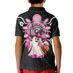 Spooky Pink Ghost Kid Polo Shirt Aboriginal Halloween Wear Pink