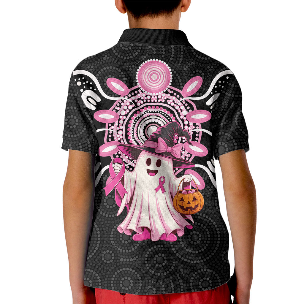 Spooky Pink Ghost Kid Polo Shirt Aboriginal Halloween Wear Pink