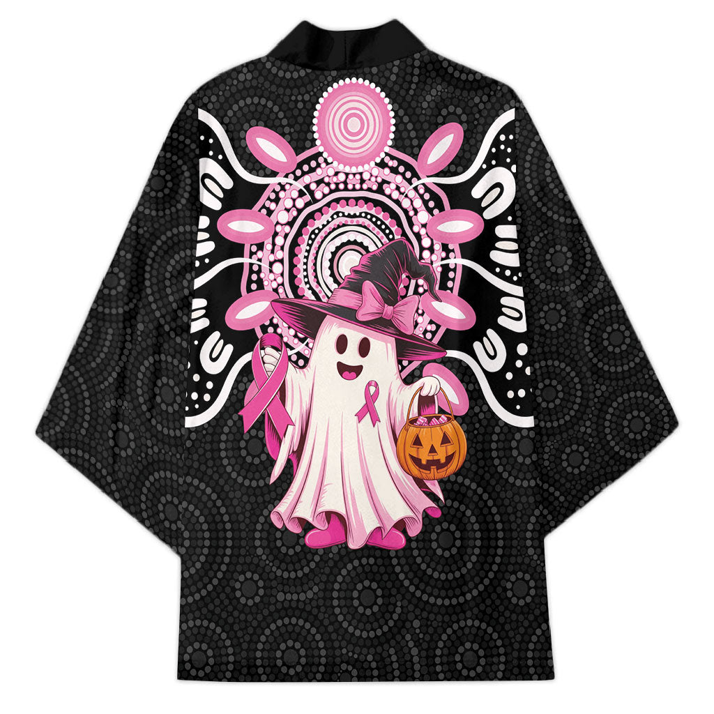 Spooky Pink Ghost Kimono Aboriginal Halloween Wear Pink