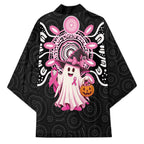 Spooky Pink Ghost Kimono Aboriginal Halloween Wear Pink