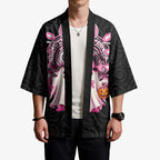 Spooky Pink Ghost Kimono Aboriginal Halloween Wear Pink