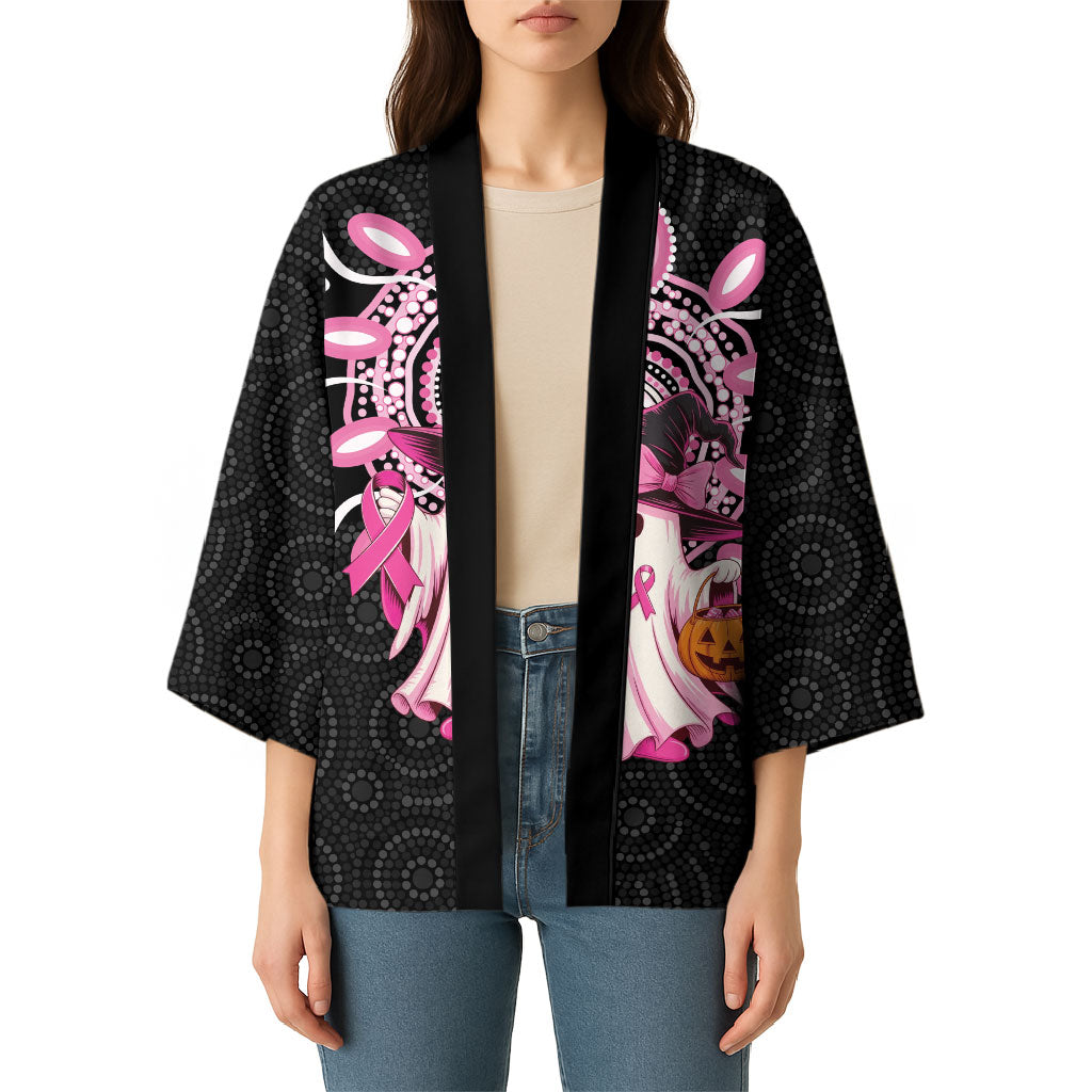 Spooky Pink Ghost Kimono Aboriginal Halloween Wear Pink