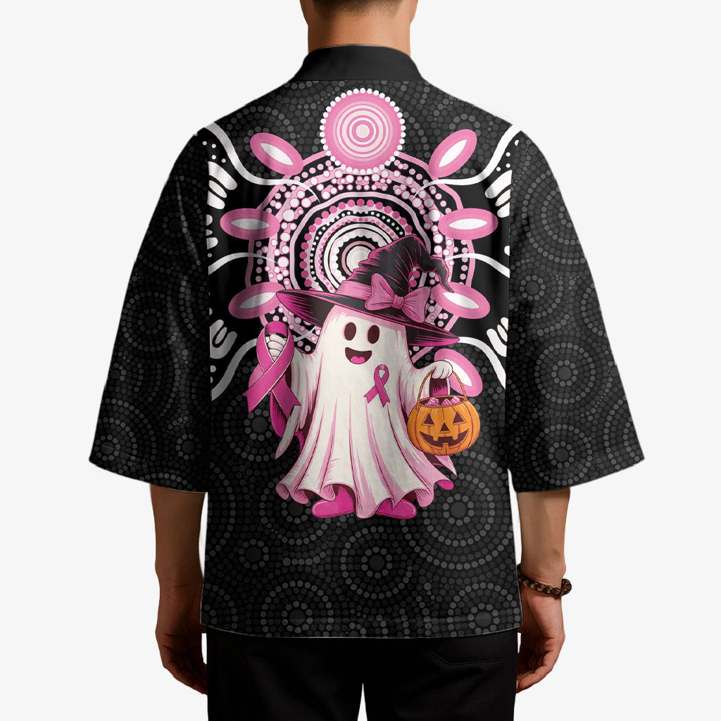 Spooky Pink Ghost Kimono Aboriginal Halloween Wear Pink