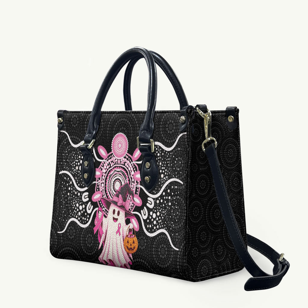 Spooky Pink Ghost Leather Bag Aboriginal Halloween Wear Pink